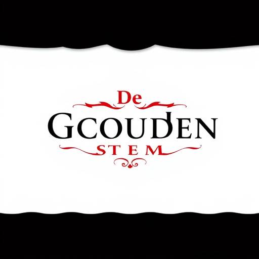 Het logo van De Gouden Stem met een podiumdoek op de achtergrond.